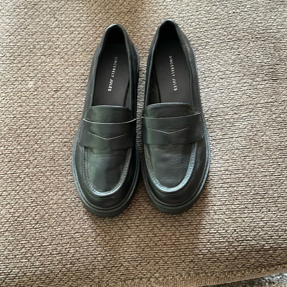 Black loafer shoes
